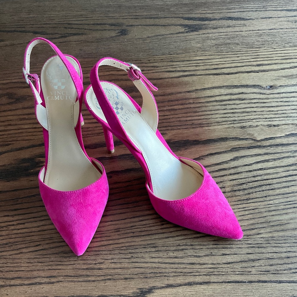 Hot pink suede shoes size 7.5